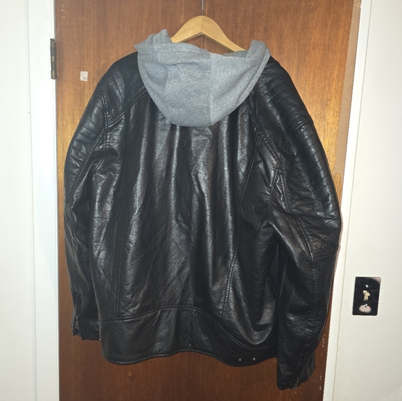 Urban Republic Black Bomber Jacket with Gray Hood - Picture 3 of 5